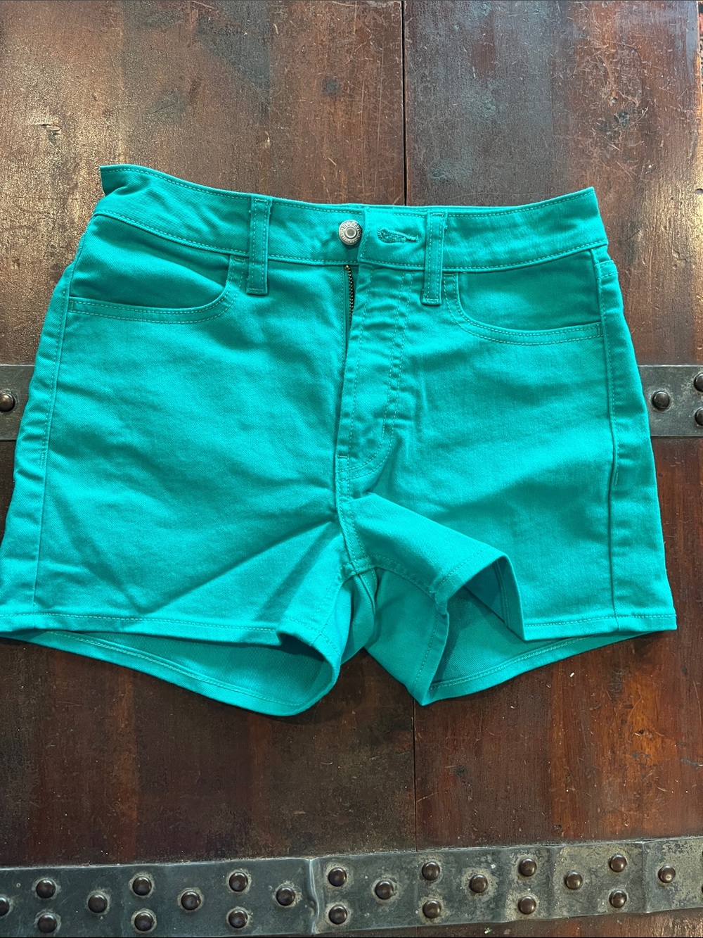 Old Navy Women’s High Waist Wow Teal Cotton Blend Shorts